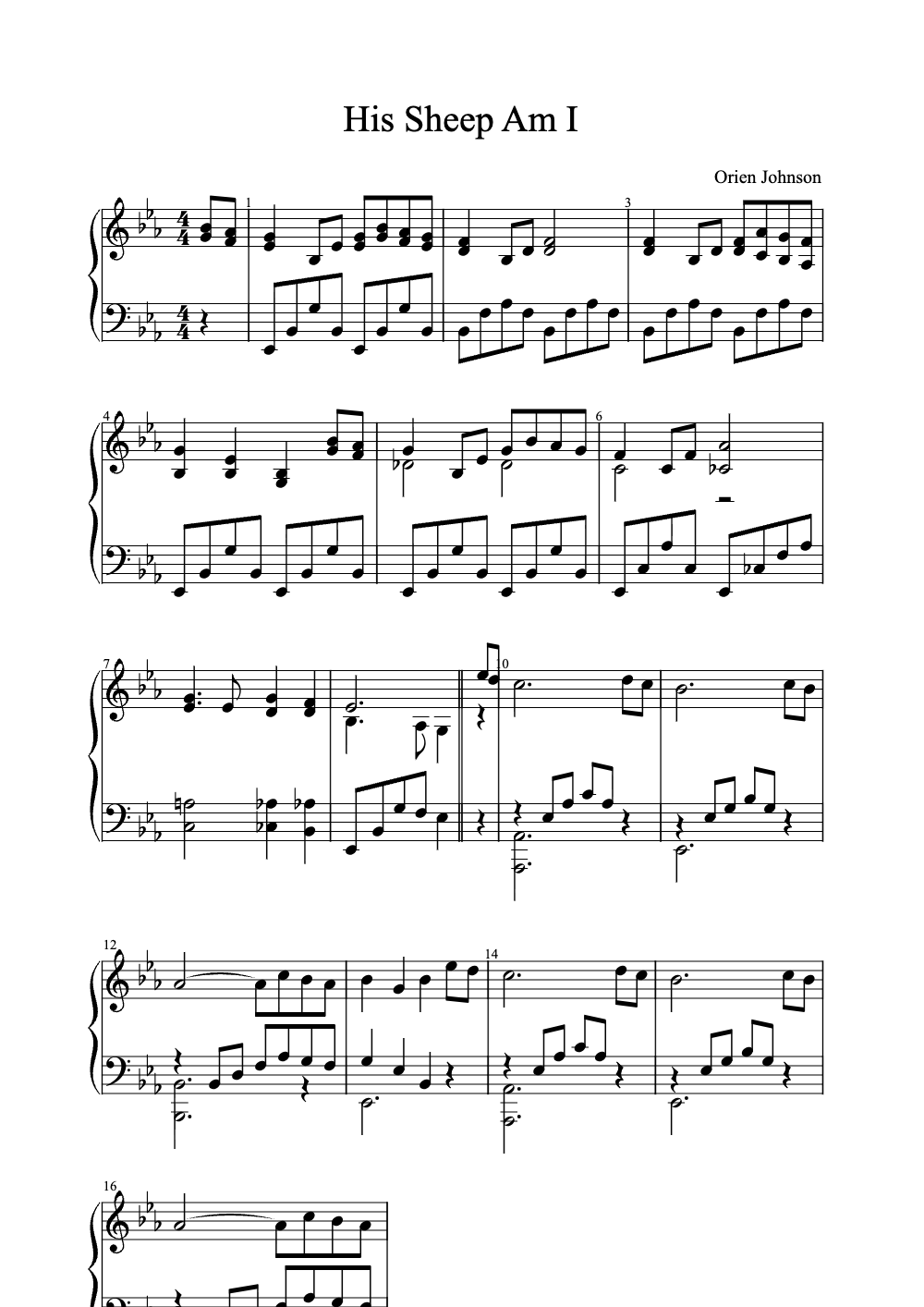 Sheet music preview for His Sheep Am I