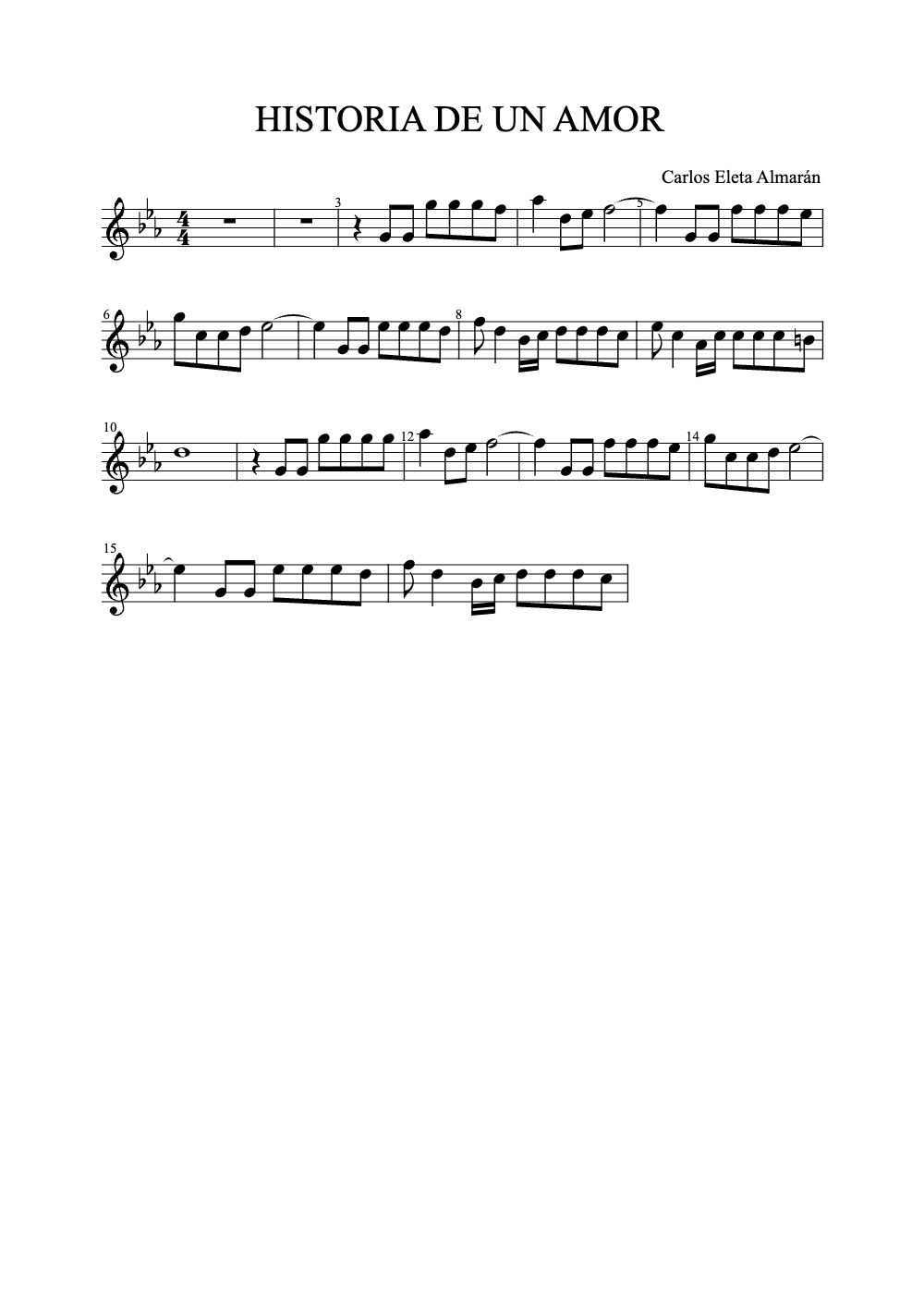 Sheet music preview for Historia de un Amor