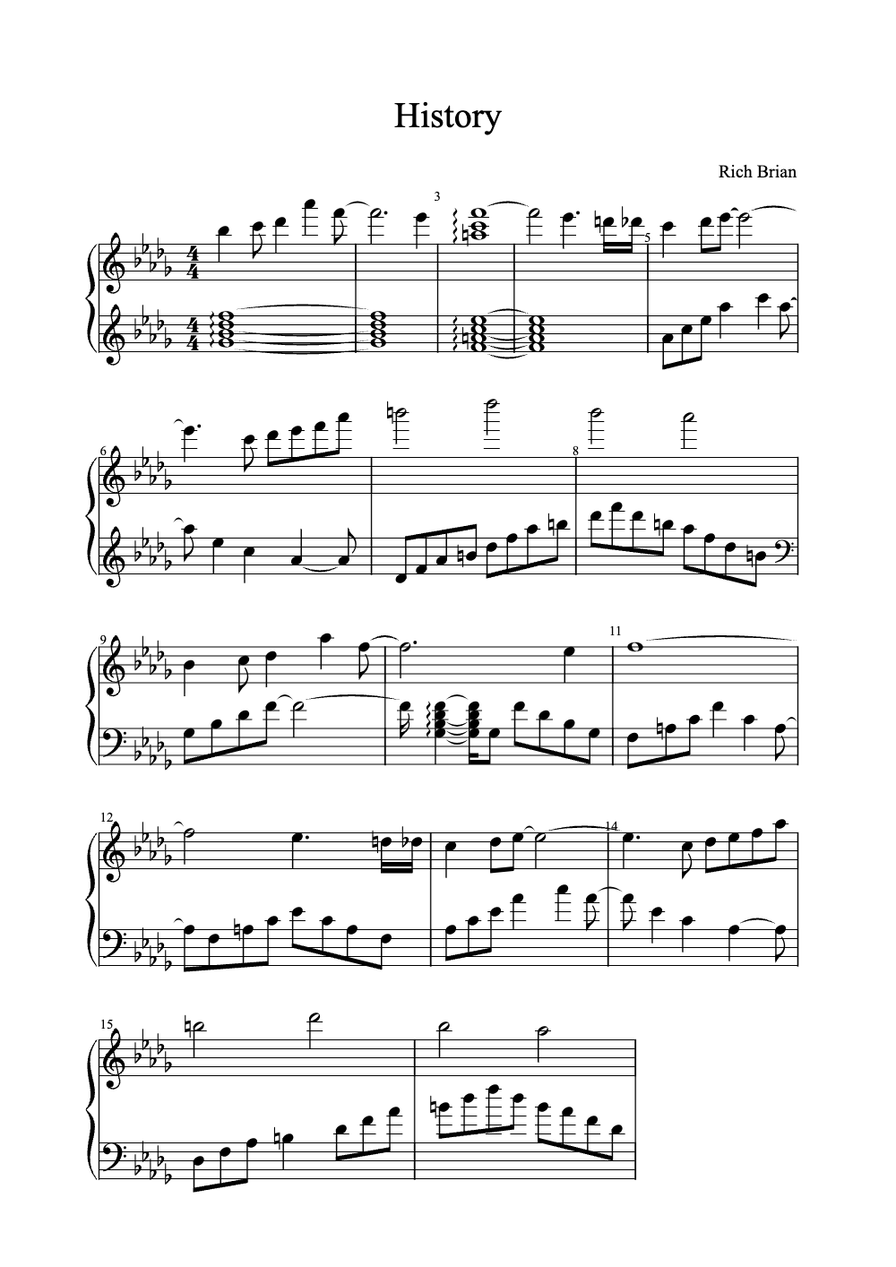 Sheet music preview for History