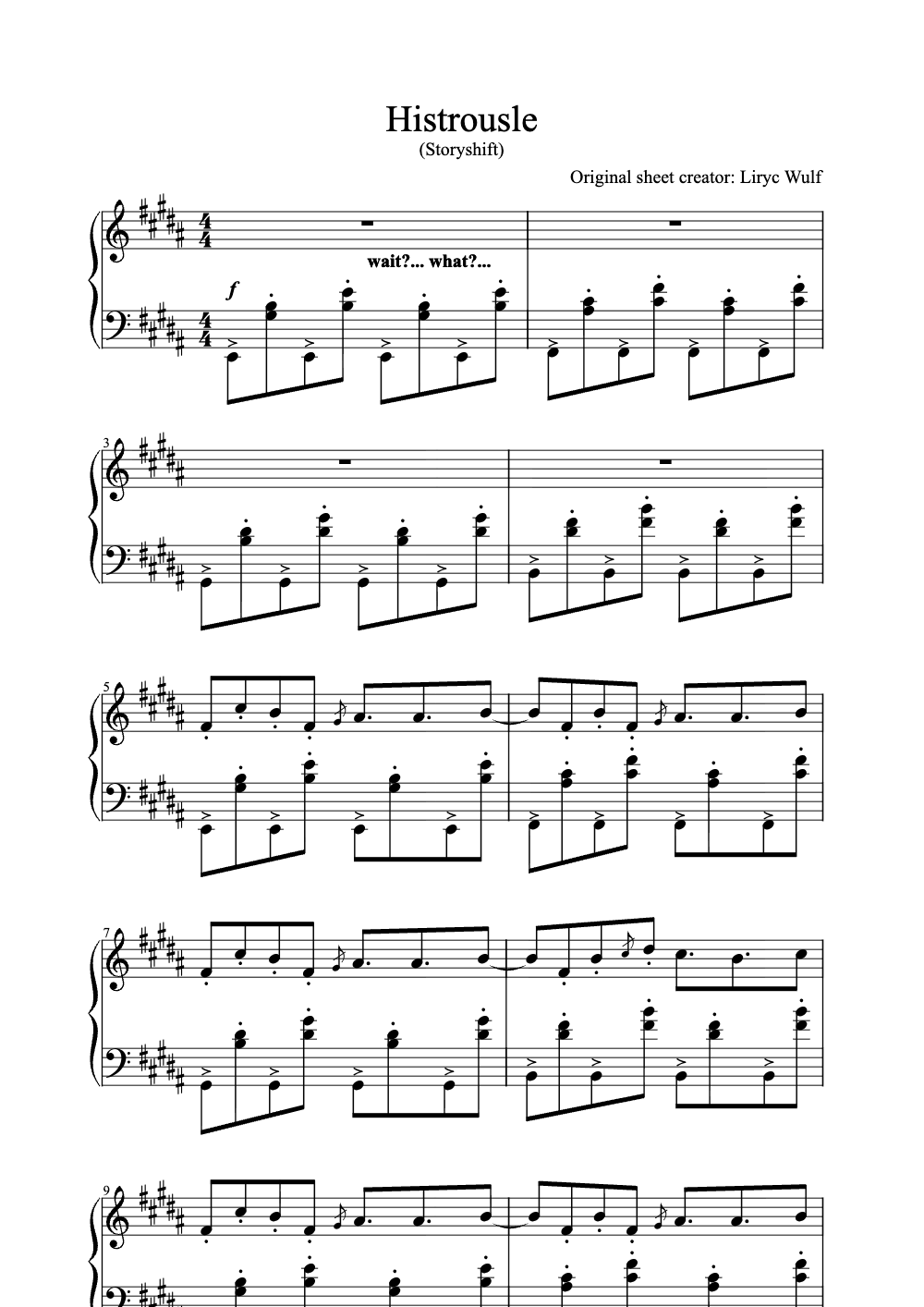 Sheet music preview for Histrousle