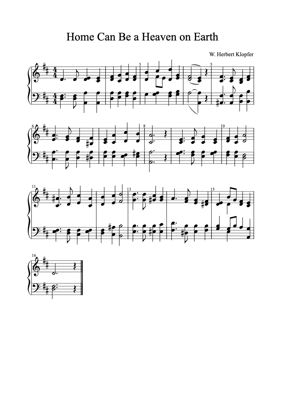 Sheet music preview for Home Can Be a Heaven on Earth