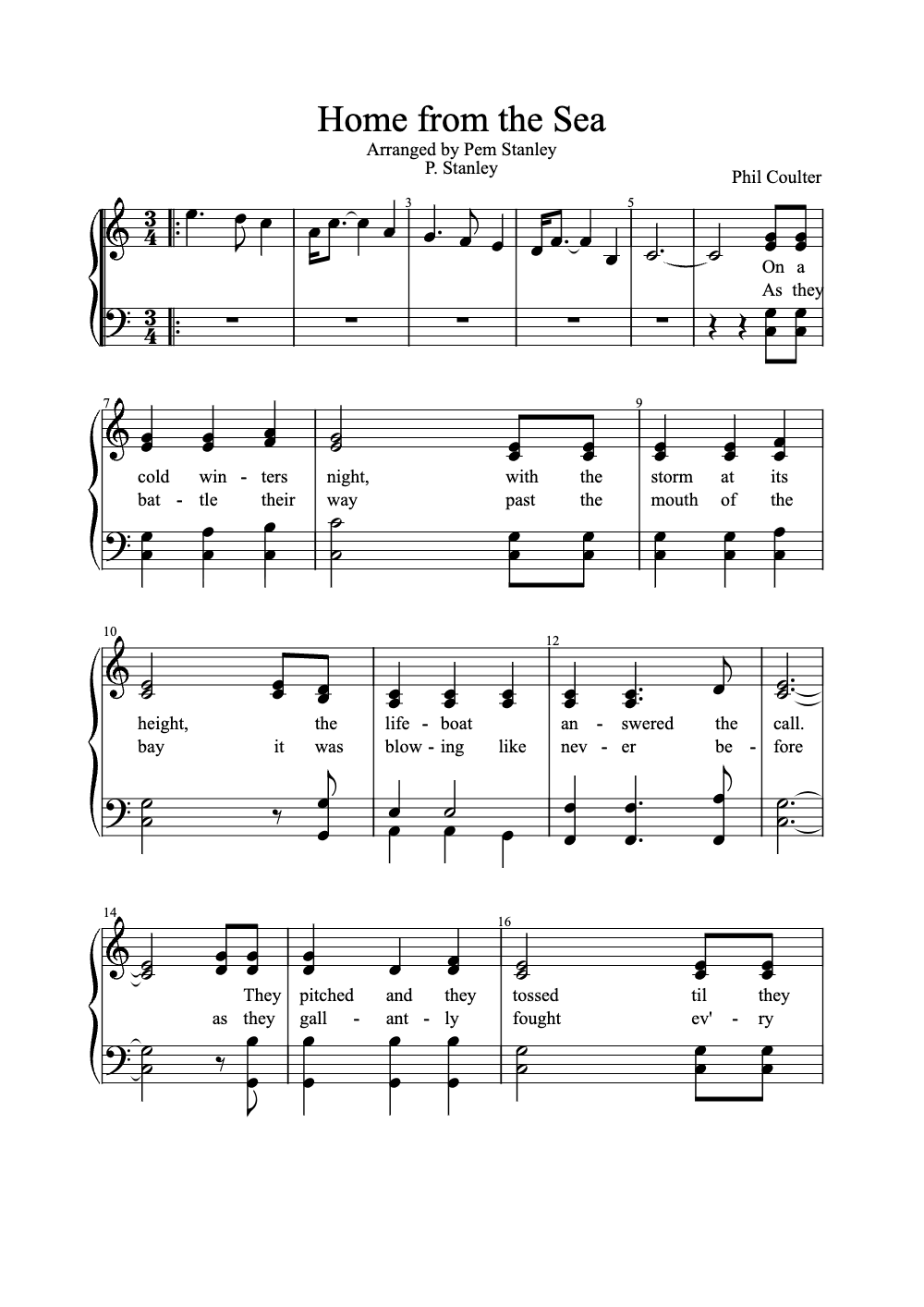 Sheet music preview for Home from the Sea