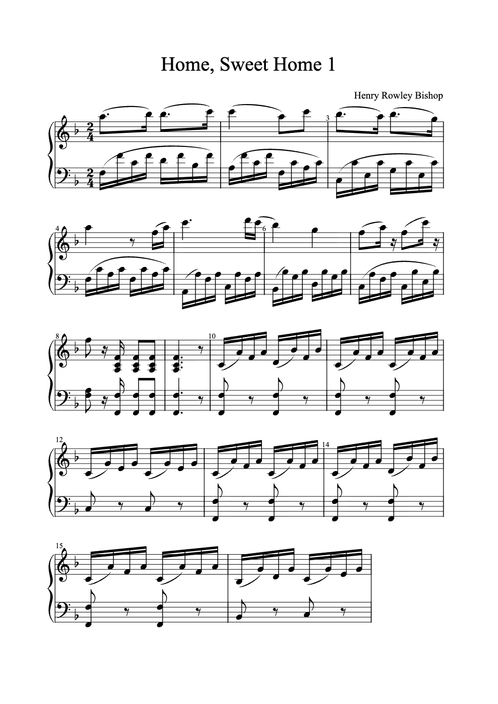 Sheet music preview for Home, Sweet Home