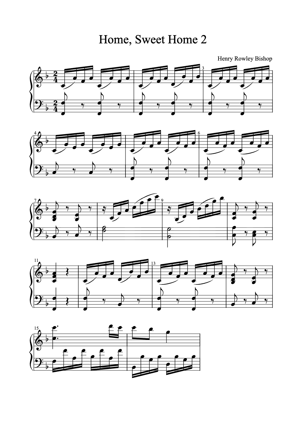 Sheet music preview for Home, Sweet Home
