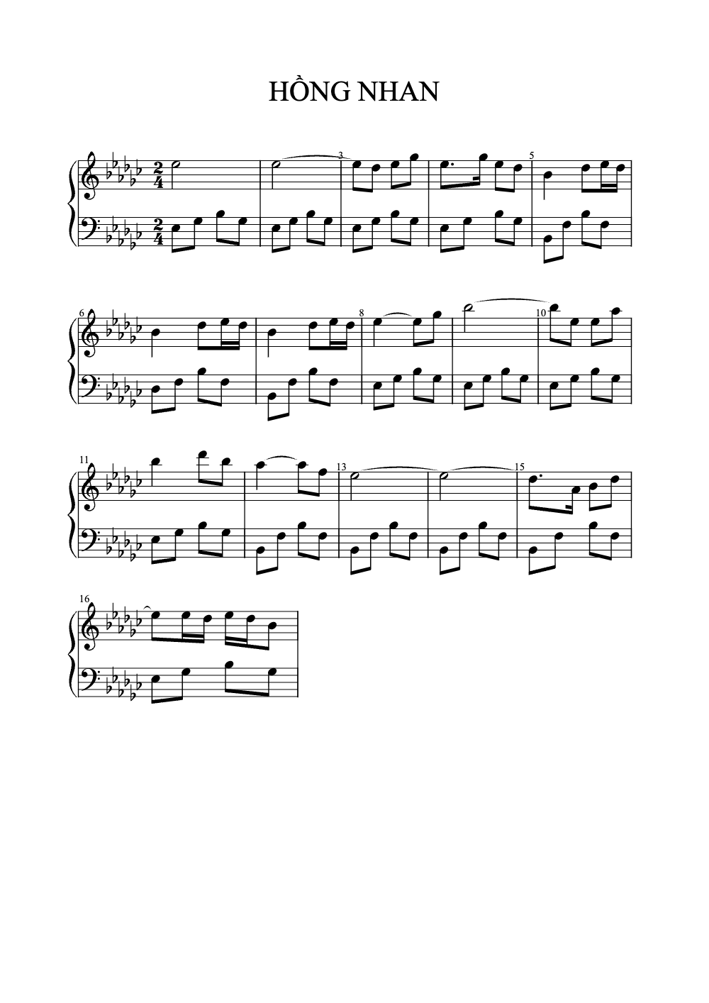Sheet music preview for Hồng Nhân