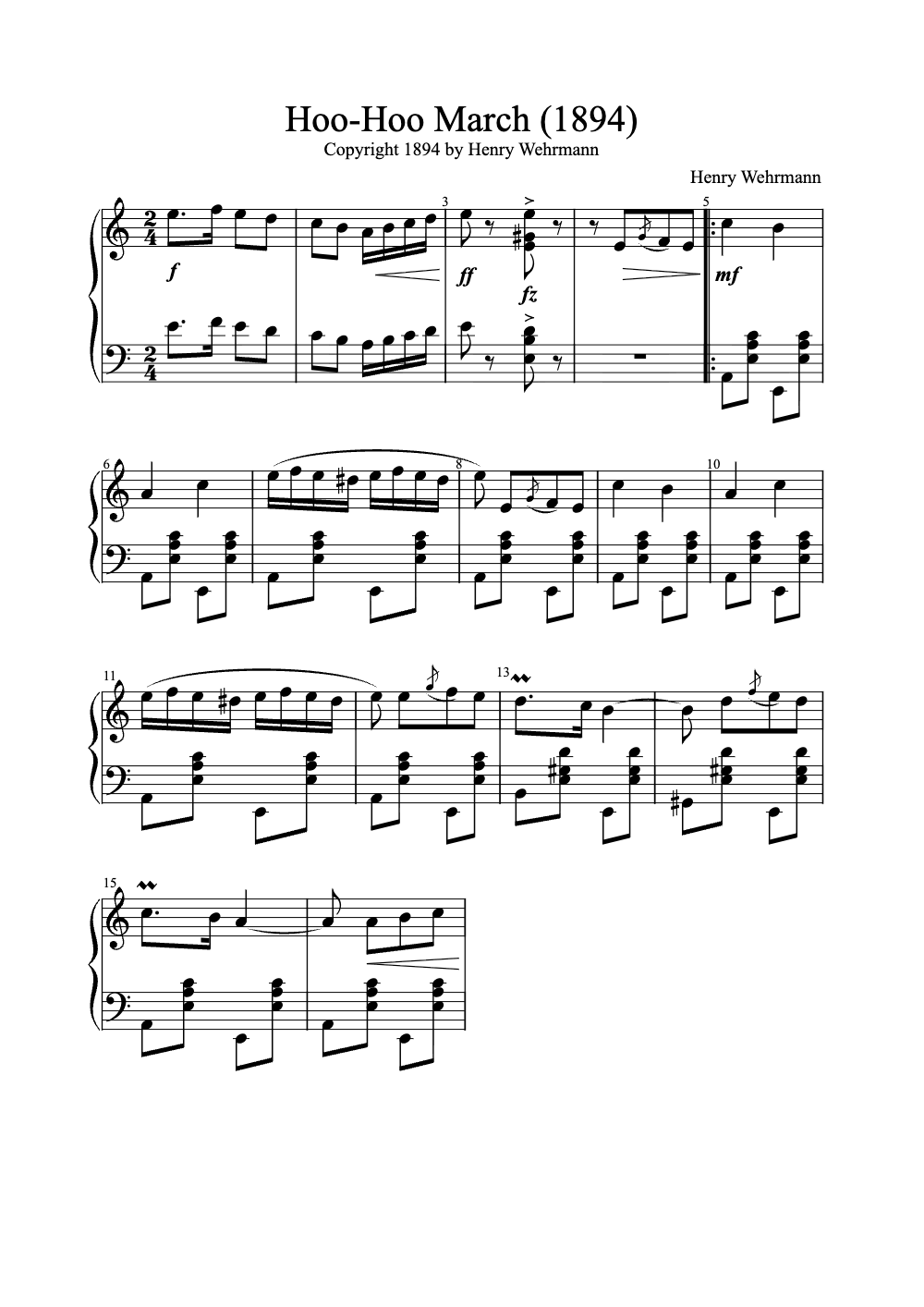Sheet music preview for Hoo-Hoo March