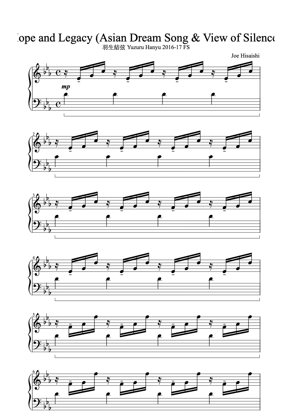 Sheet music preview for Hope and Legacy (Asian Dream Song & View of Silence)
