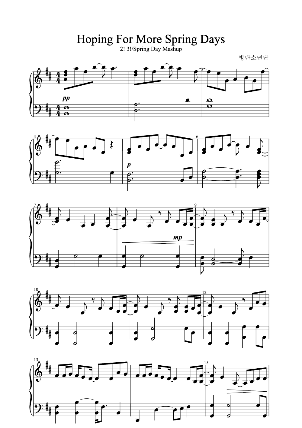 Sheet music preview for Hoping for More Spring Days