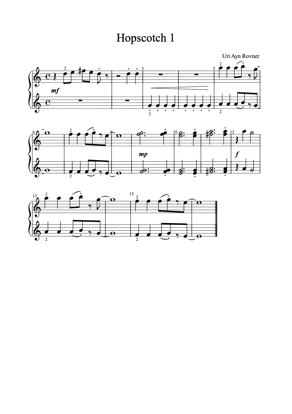 Sheet music preview for Hopscotch 1
