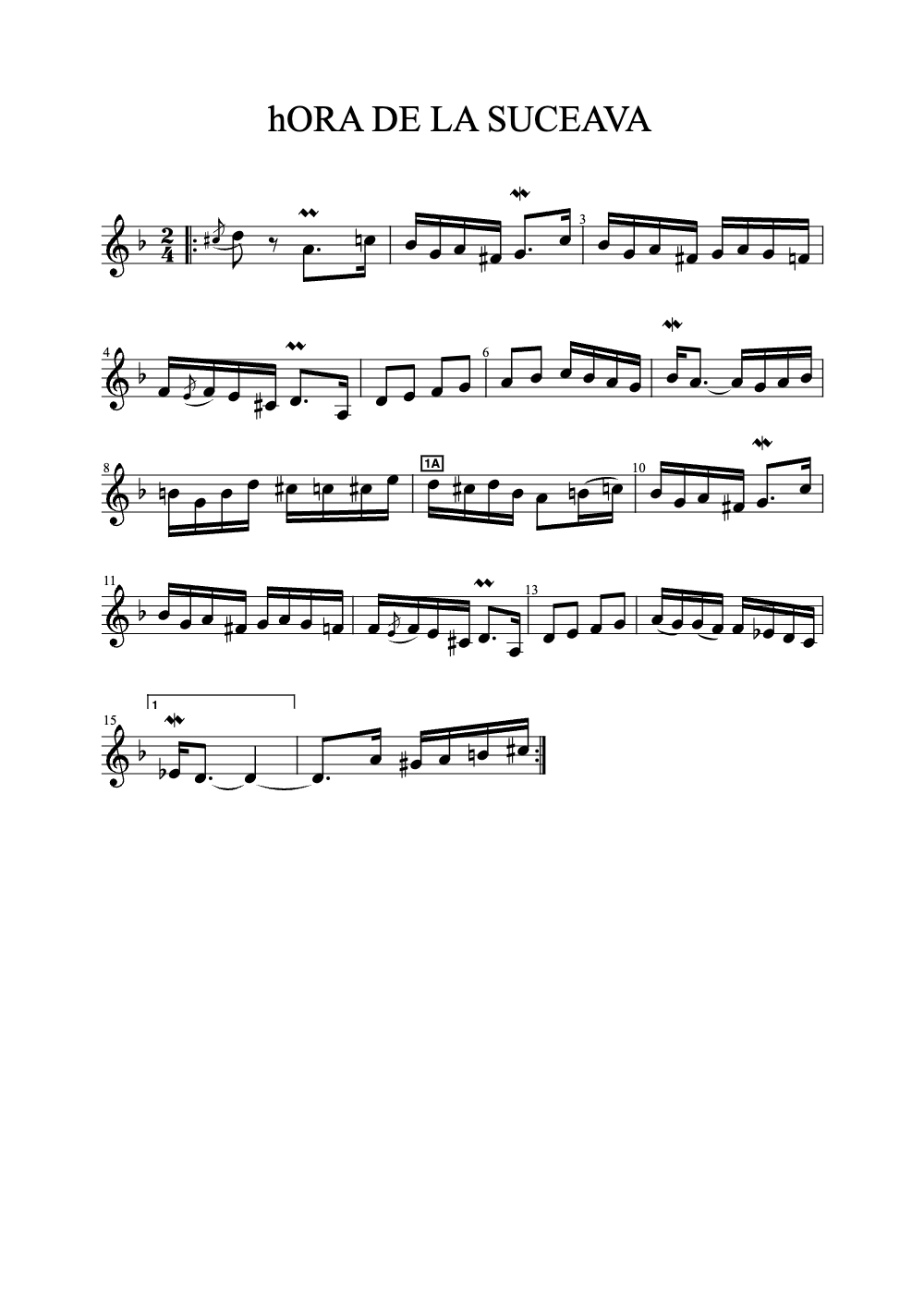 Sheet music preview for Hora de la Suceava