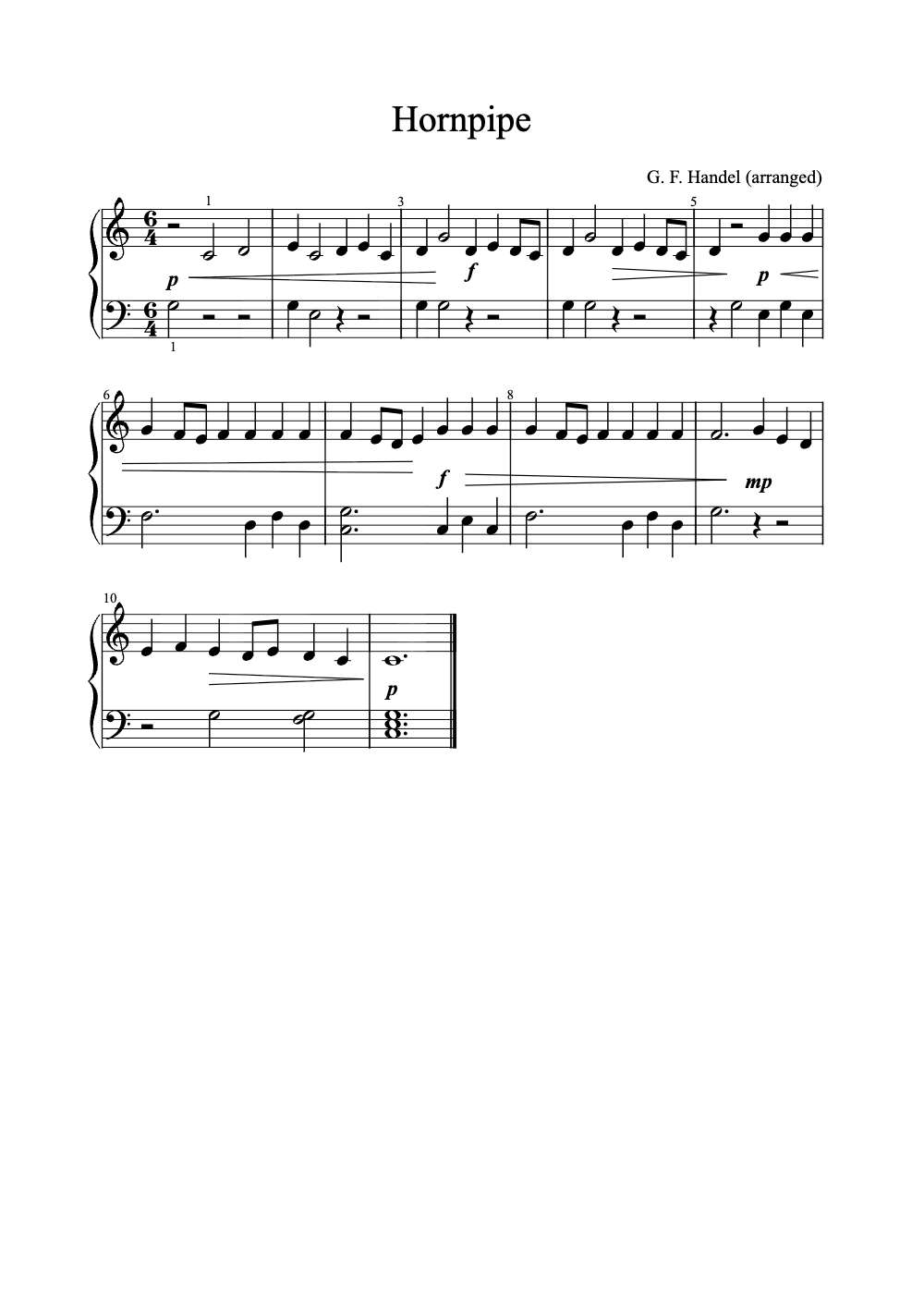 Sheet music preview for Hornpipe