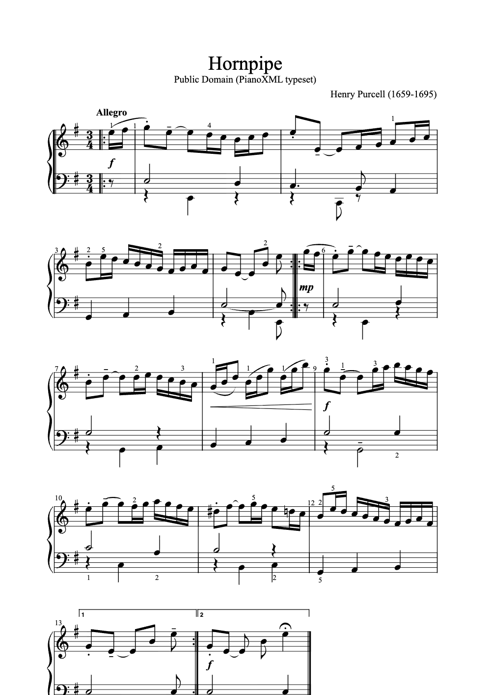 Sheet music preview for Hornpipe
