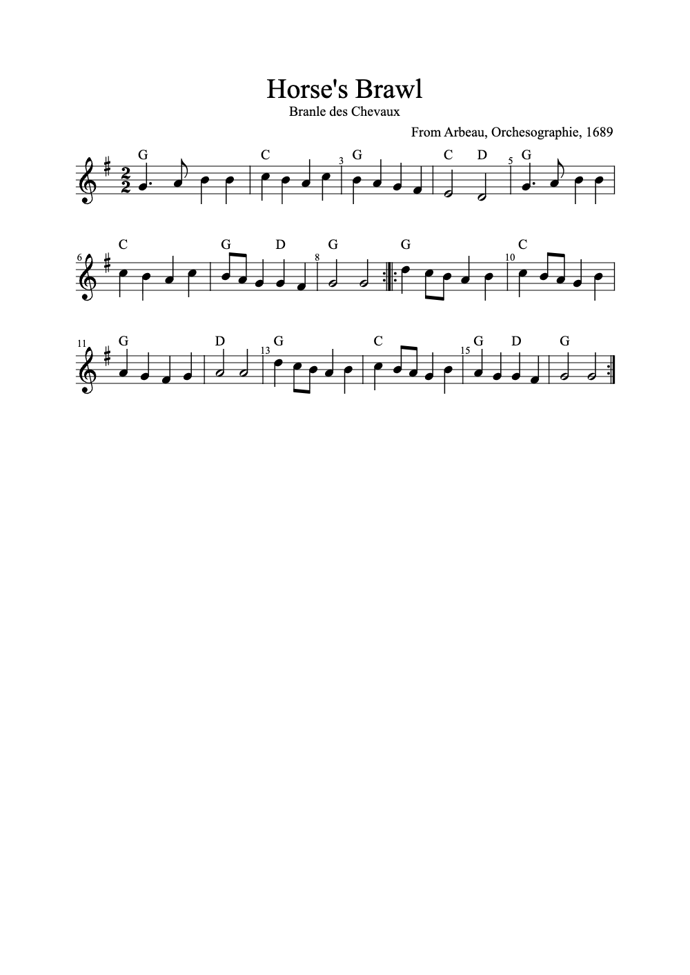 Sheet music preview for Horse's Brawl