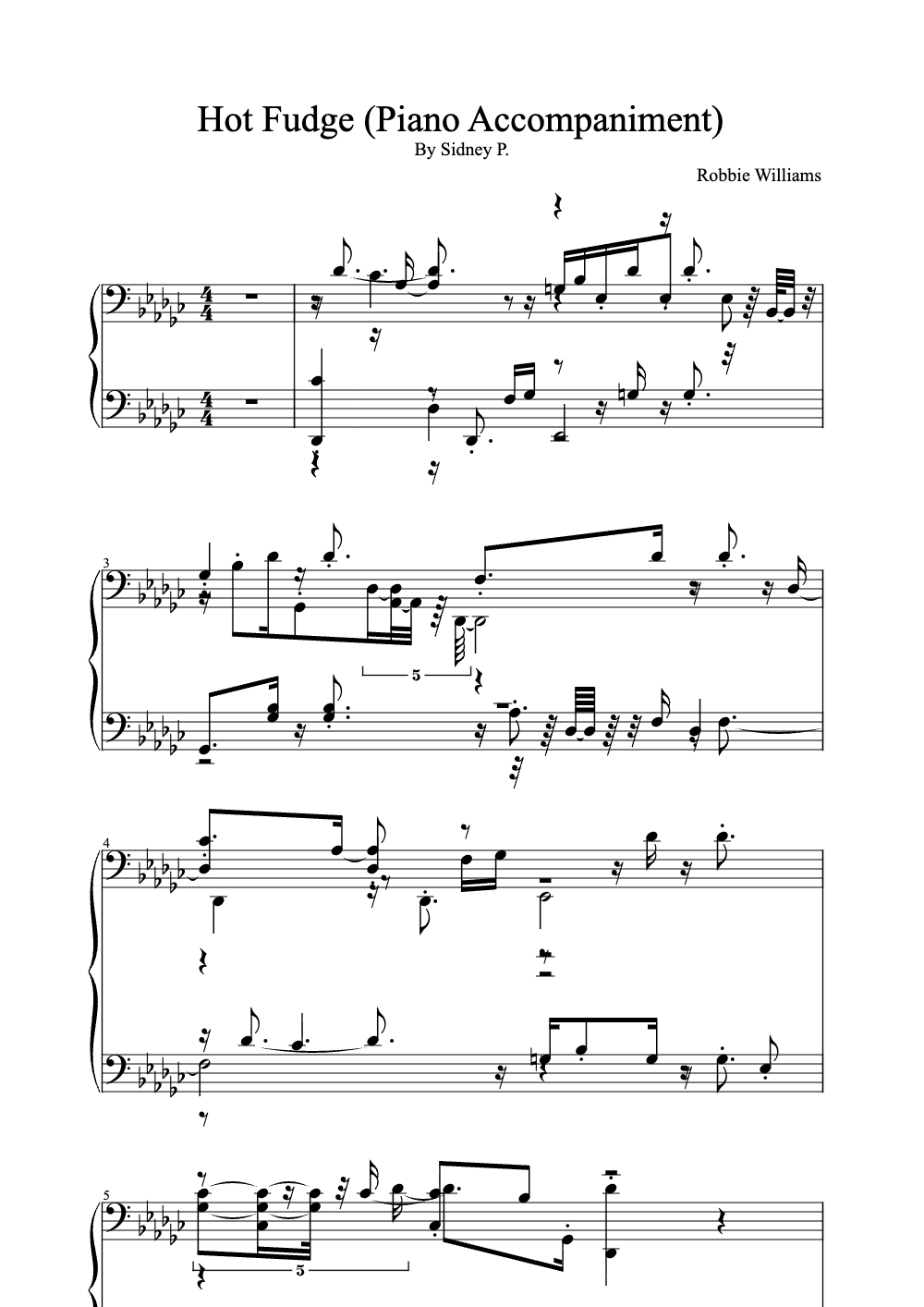 Sheet music preview for Hot Fudge