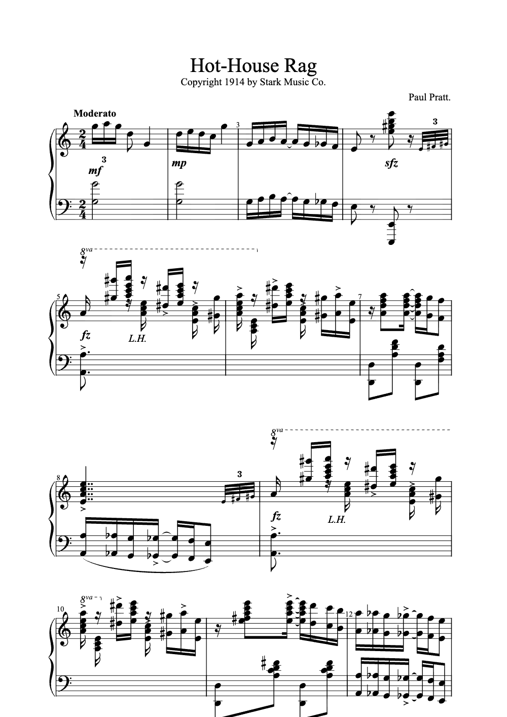 Sheet music preview for Hot-House Rag