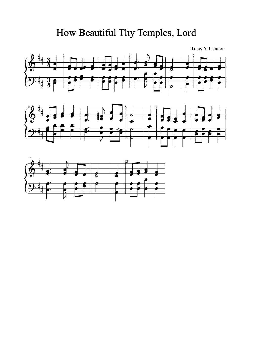 Sheet music preview for How Beautiful Thy Temples, Lord