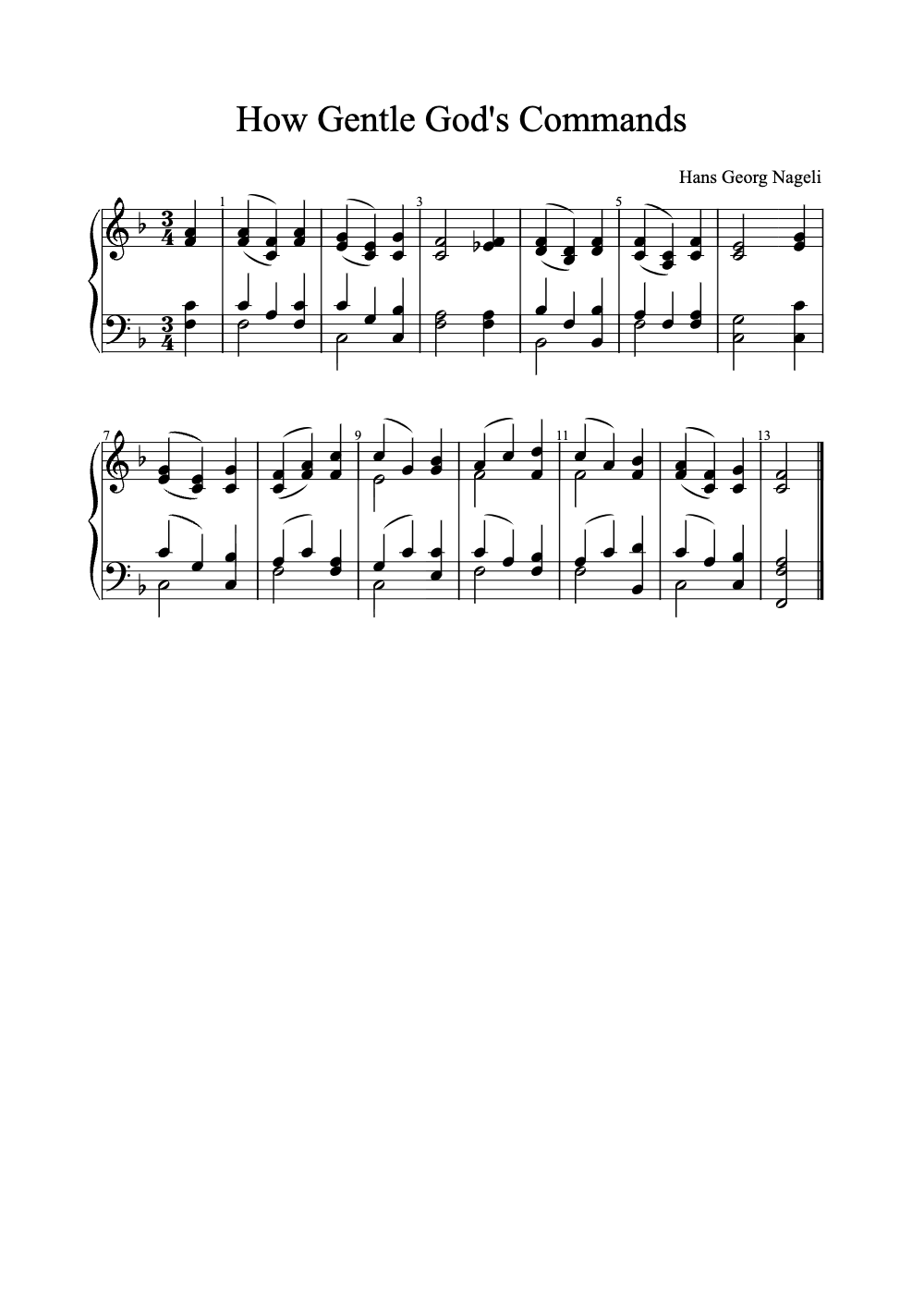 Sheet music preview for How Gentle God's Commands