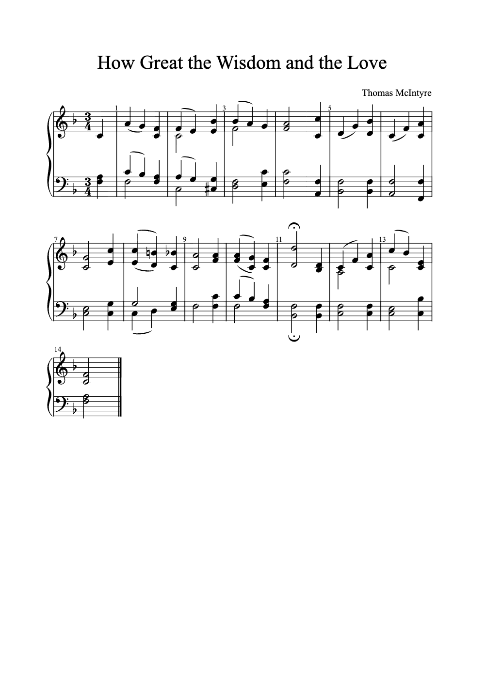 Sheet music preview for How Great the Wisdom and the Love