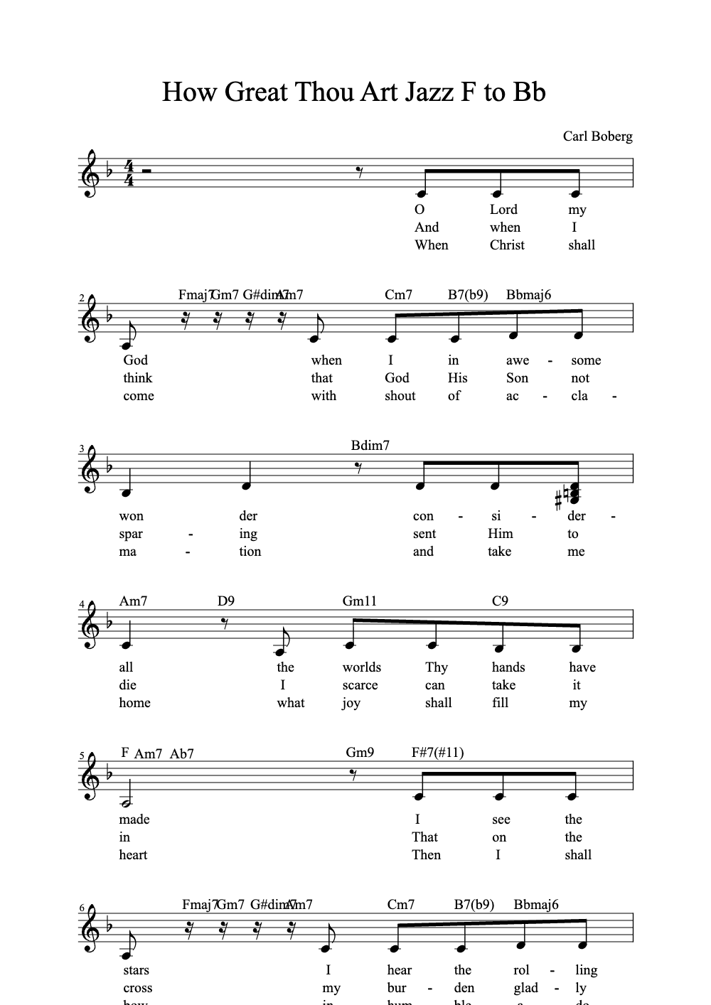 Sheet music preview for How Great Thou Art