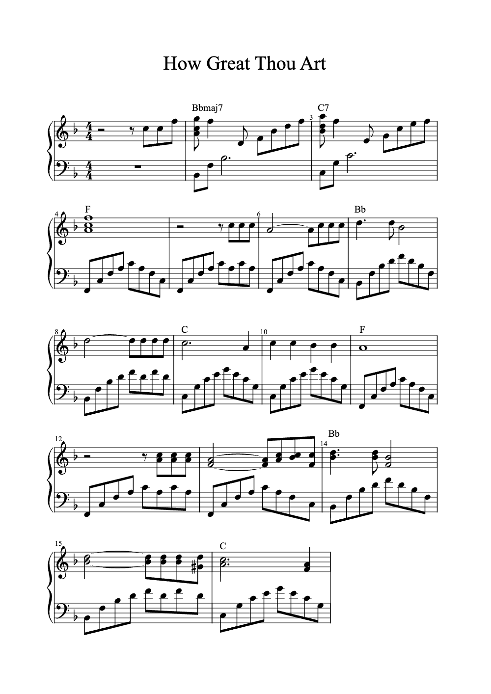 Sheet music preview for How Great Thou Art