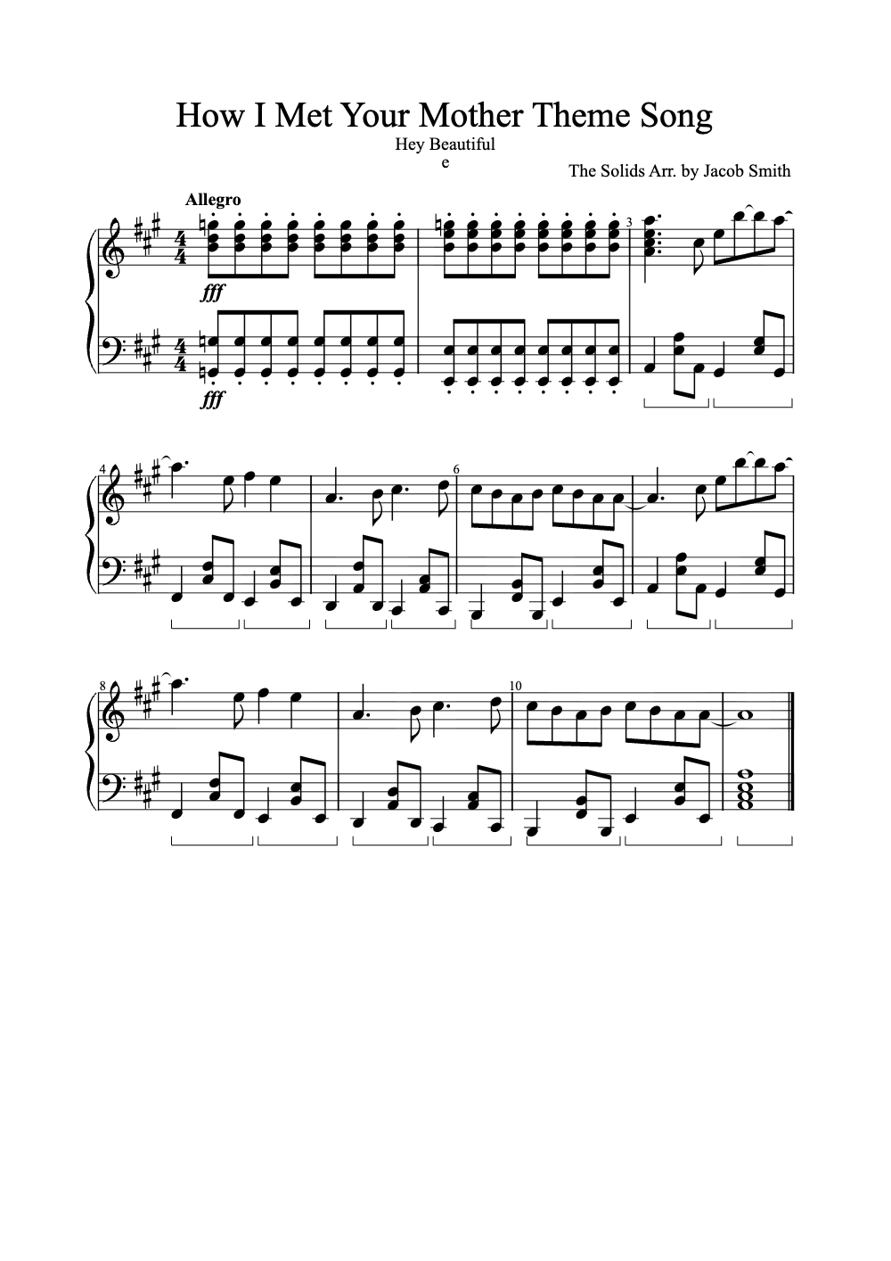 Sheet music preview for How I Met Your Mother Theme Song