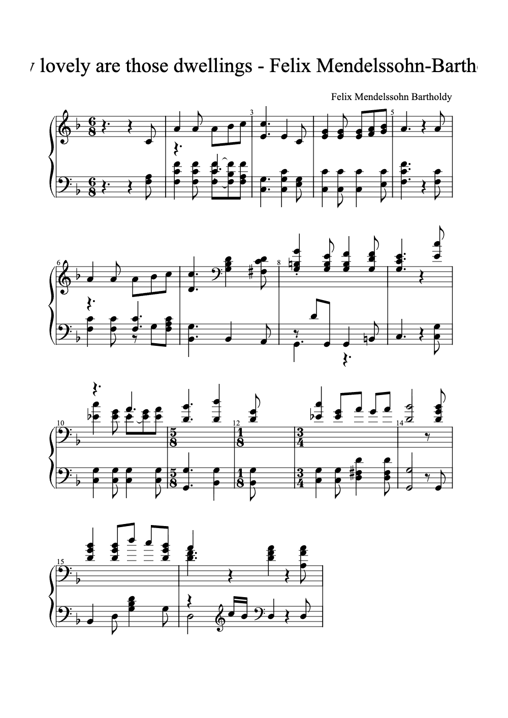 Sheet music preview for How Lovely Are Those Dwellings