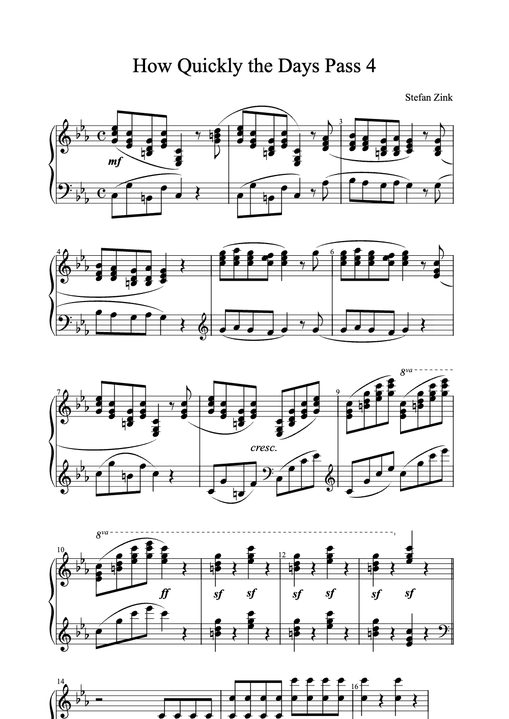 Sheet music preview for How Quickly the Days Pass