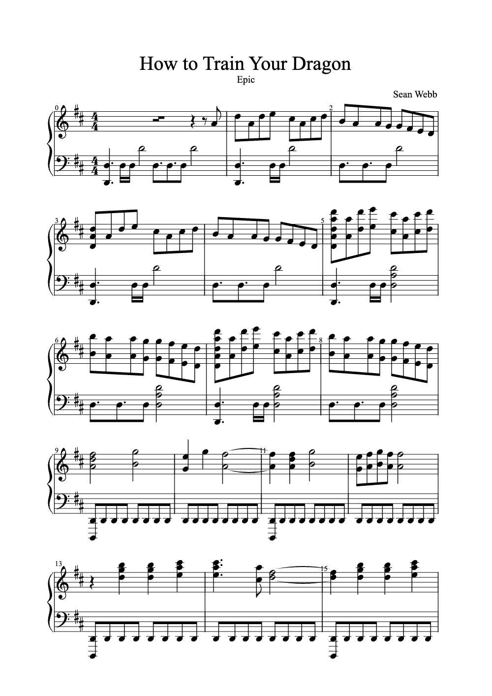 Sheet music preview for How to Train Your Dragon