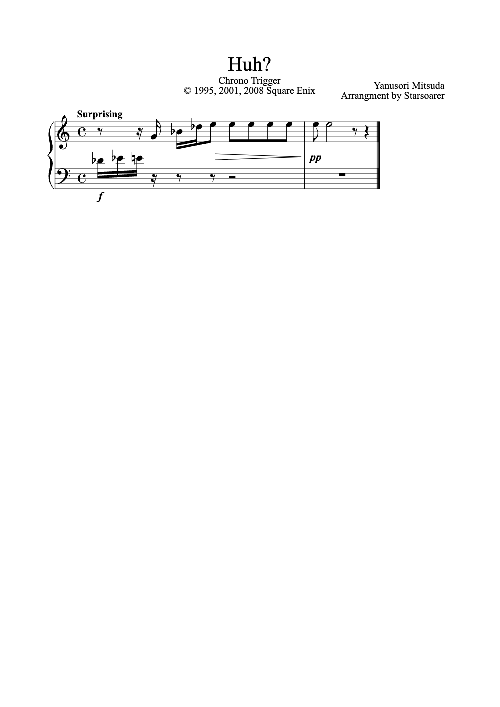 Sheet music preview for Huh?