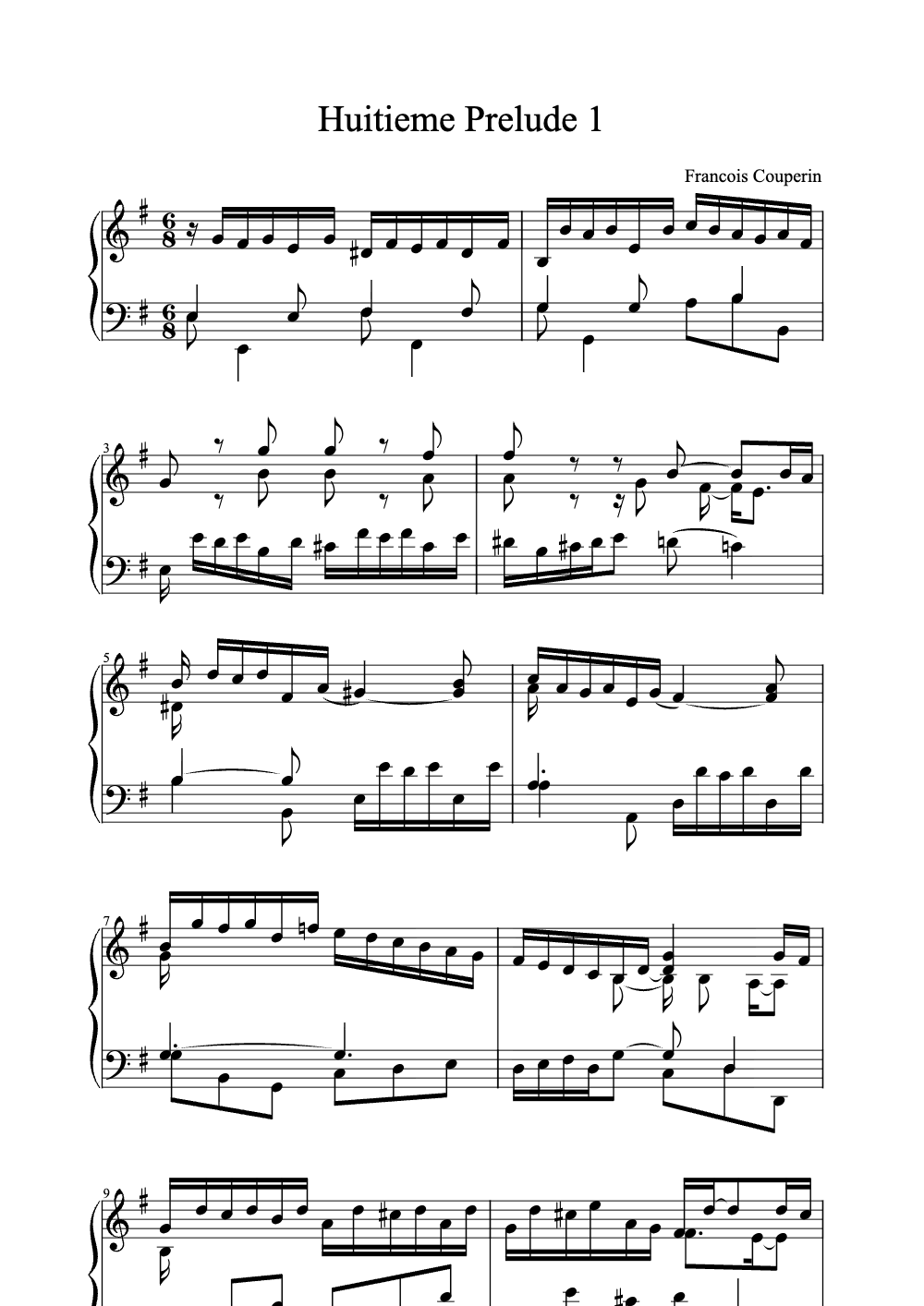 Sheet music preview for Huitième Prélude 1