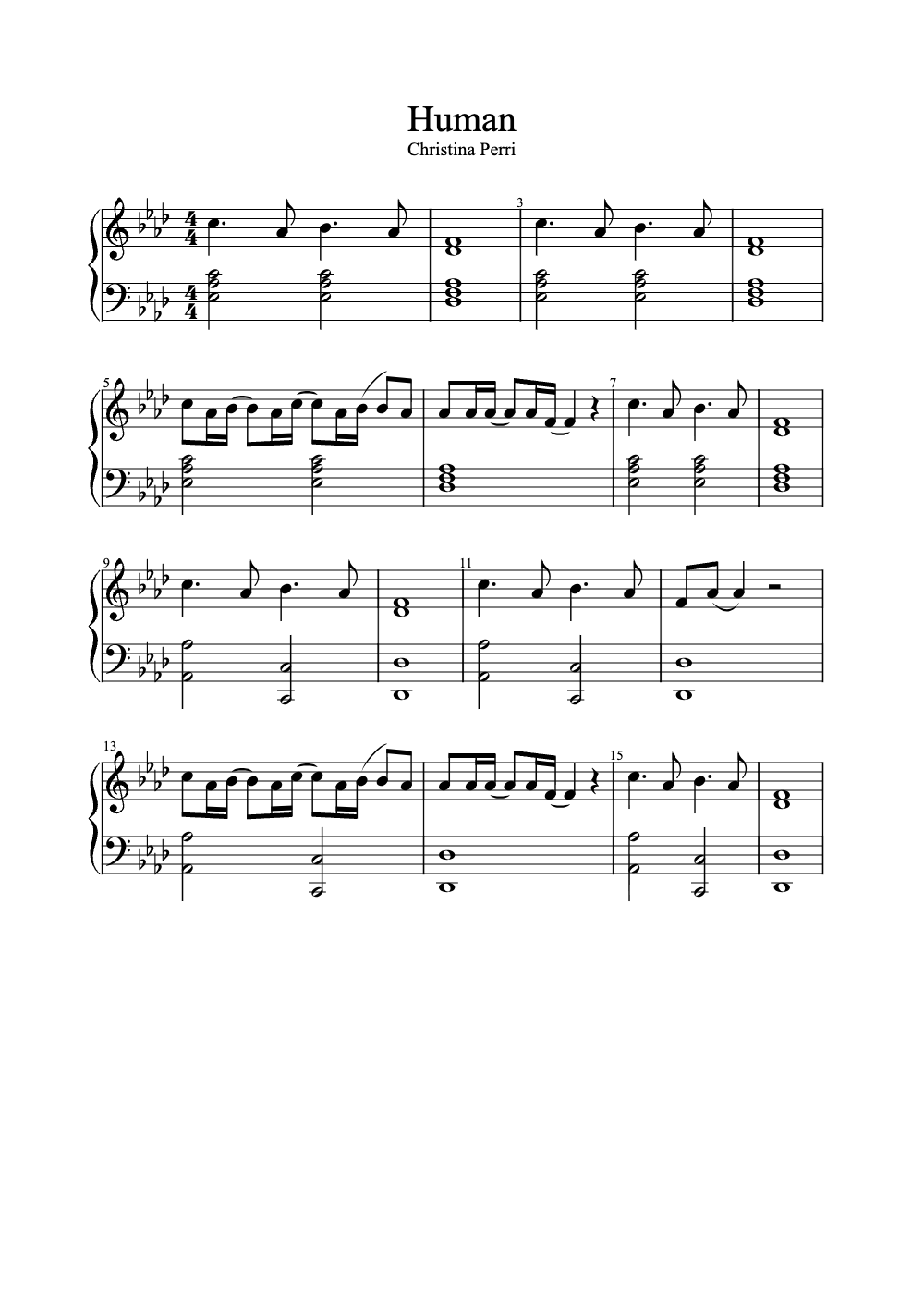 Sheet music preview for Human