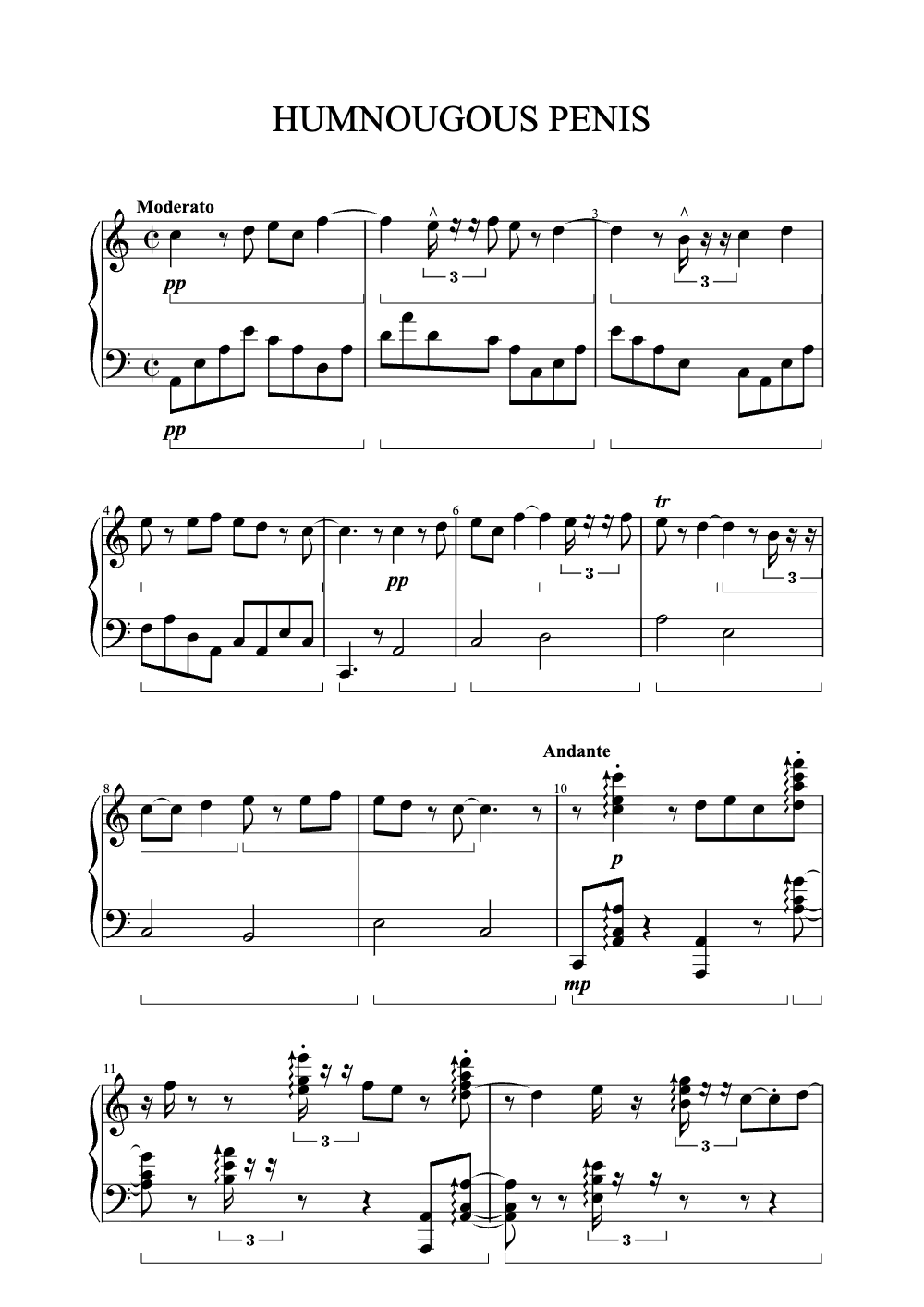 Sheet music preview for HUMNOUGOUS PENIS