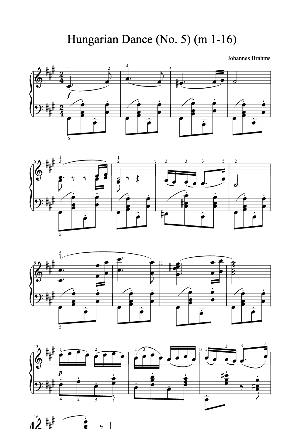 Sheet music preview for Hungarian Dance No. 5