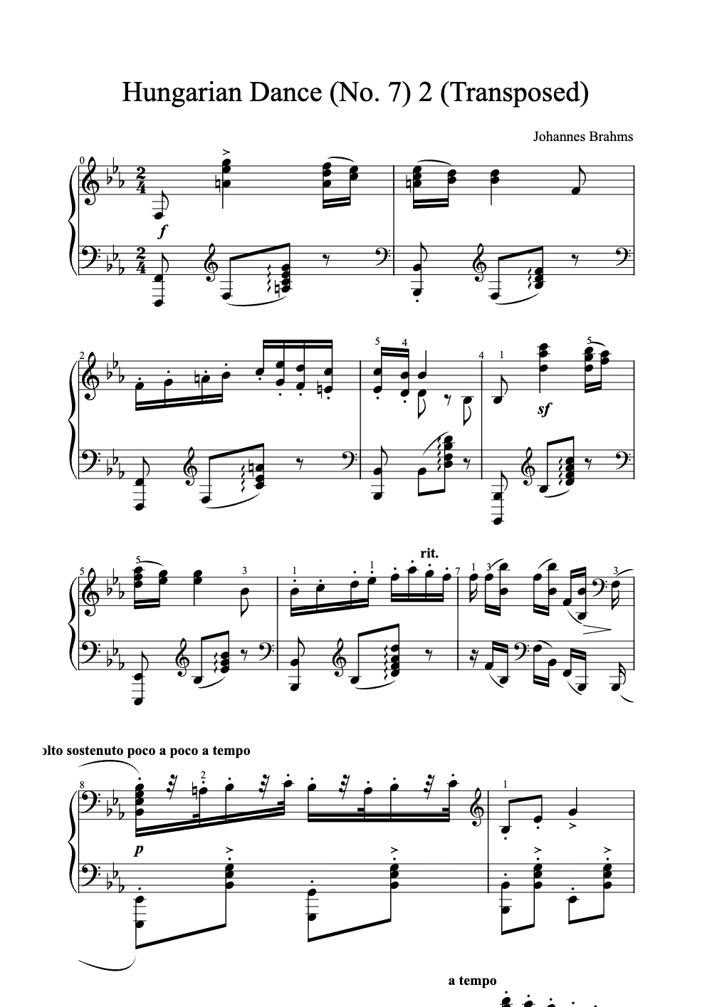 Sheet music preview for Hungarian Dance No. 7