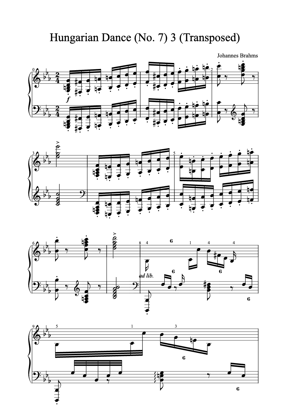 Sheet music preview for Hungarian Dance No. 7