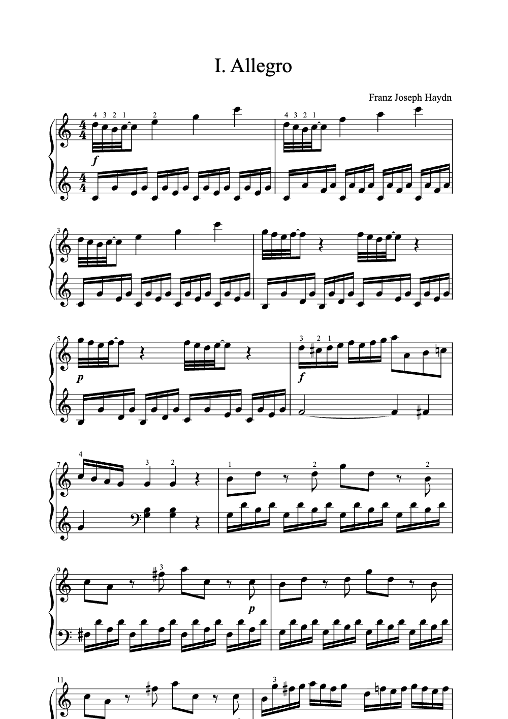 Sheet music preview for I. Allegro