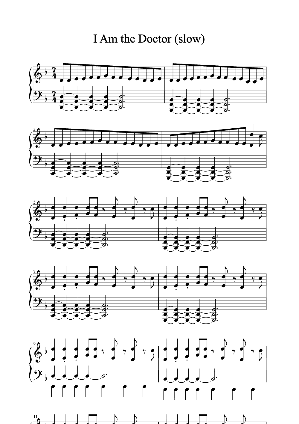 Sheet music preview for I Am the Doctor