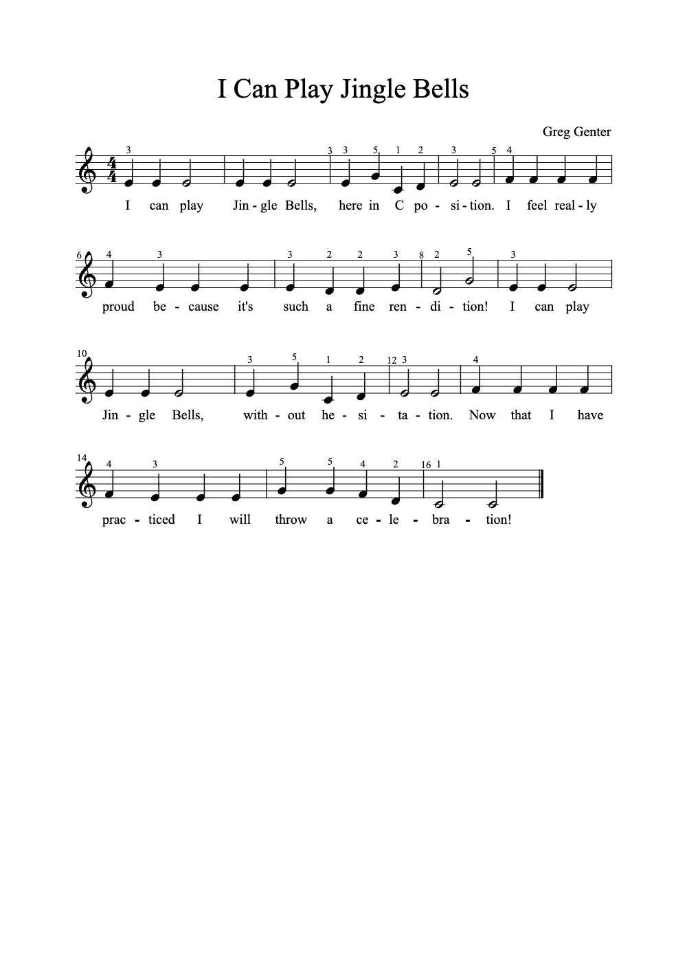 Sheet music preview for I Can Play Jingle Bells
