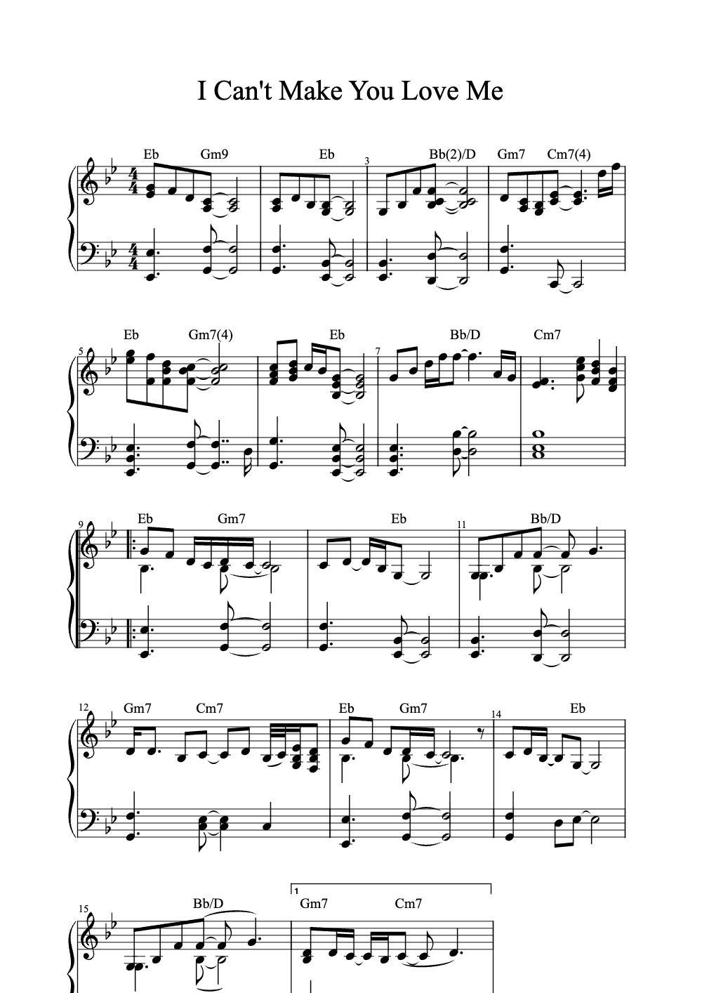 Sheet music preview for I Can't Make You Love Me
