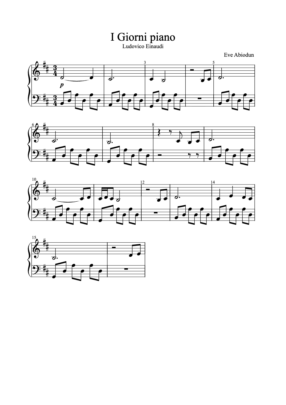 Sheet music preview for I Giorni