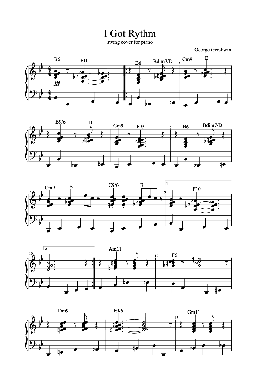 Sheet music preview for I Got Rhythm