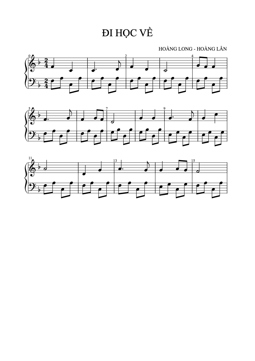 Sheet music preview for Đi Học Về
