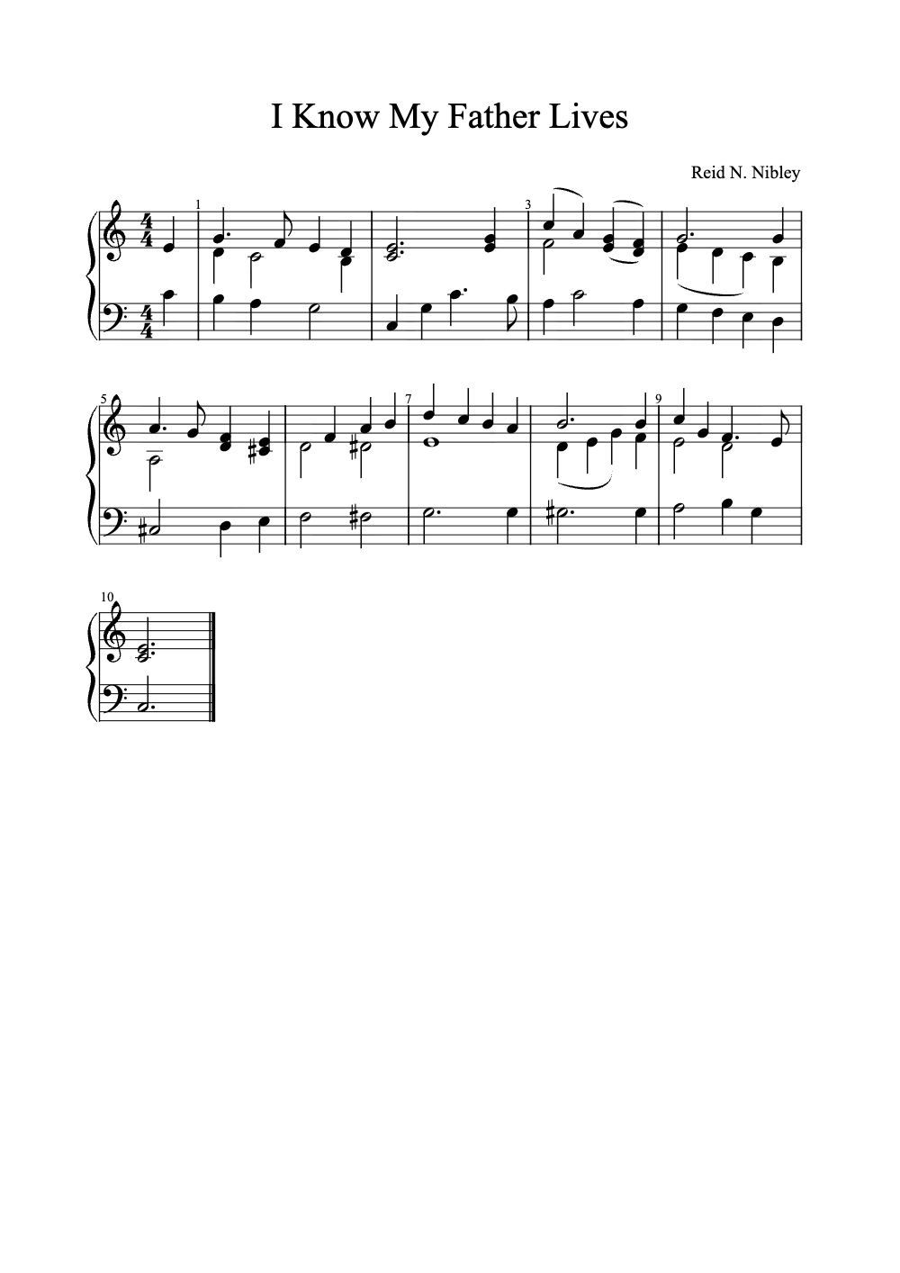 Sheet music preview for I Know My Father Lives