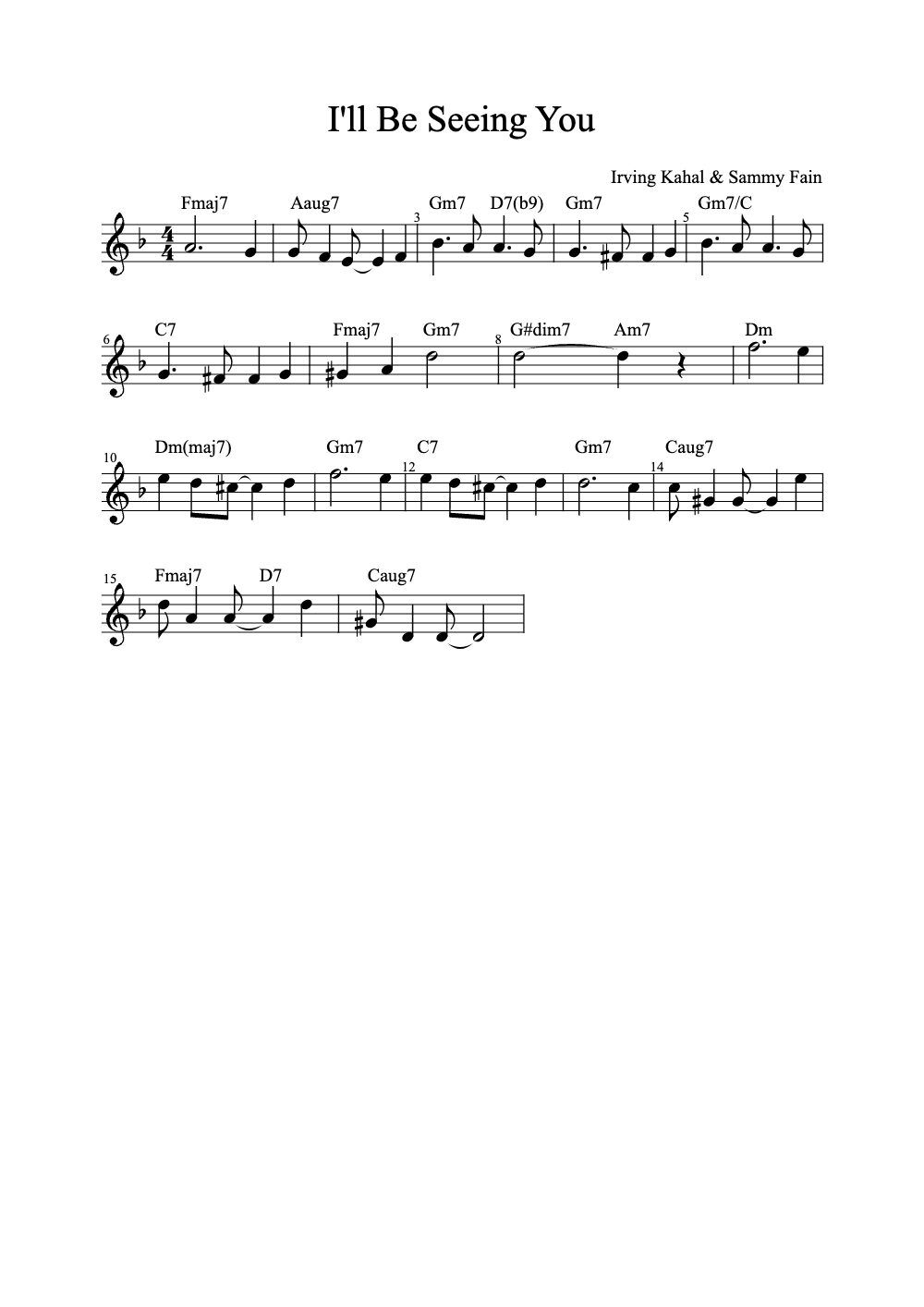 Sheet music preview for I'll Be Seeing You