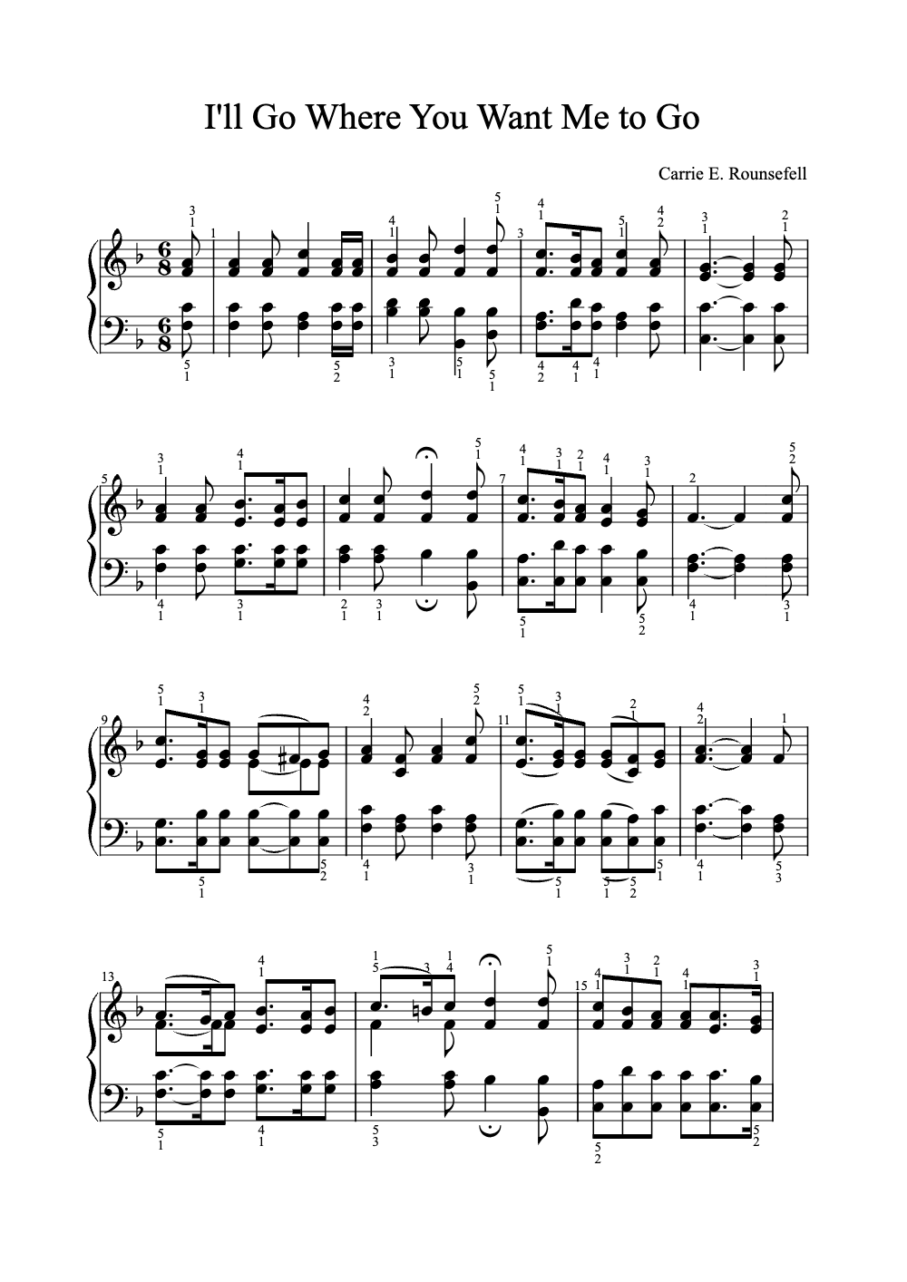 Sheet music preview for I'll Go Where You Want Me to Go
