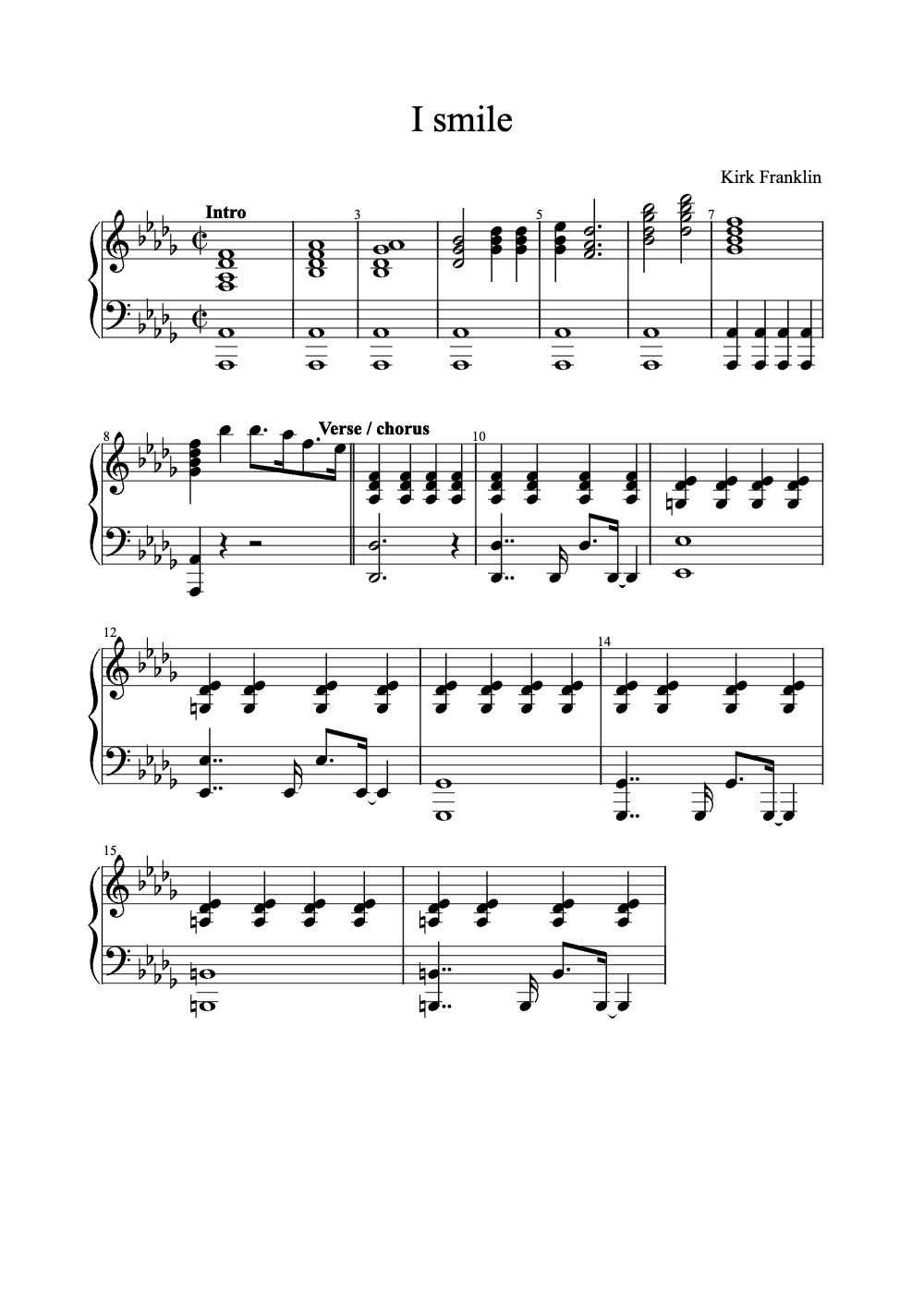 Sheet music preview for I Smile
