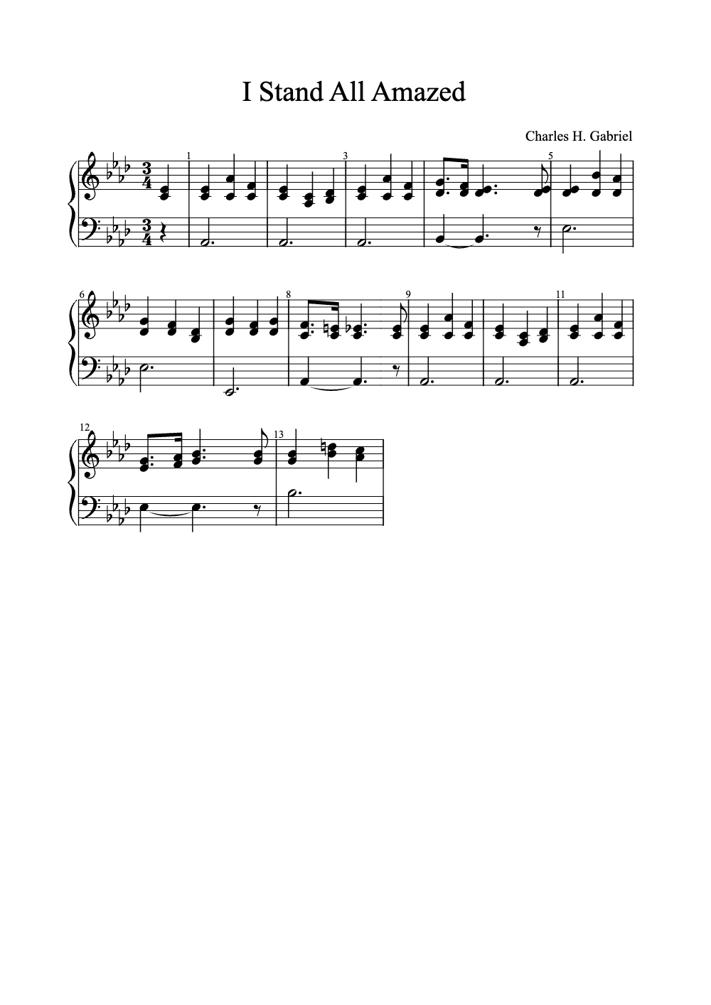 Sheet music preview for I Stand All Amazed