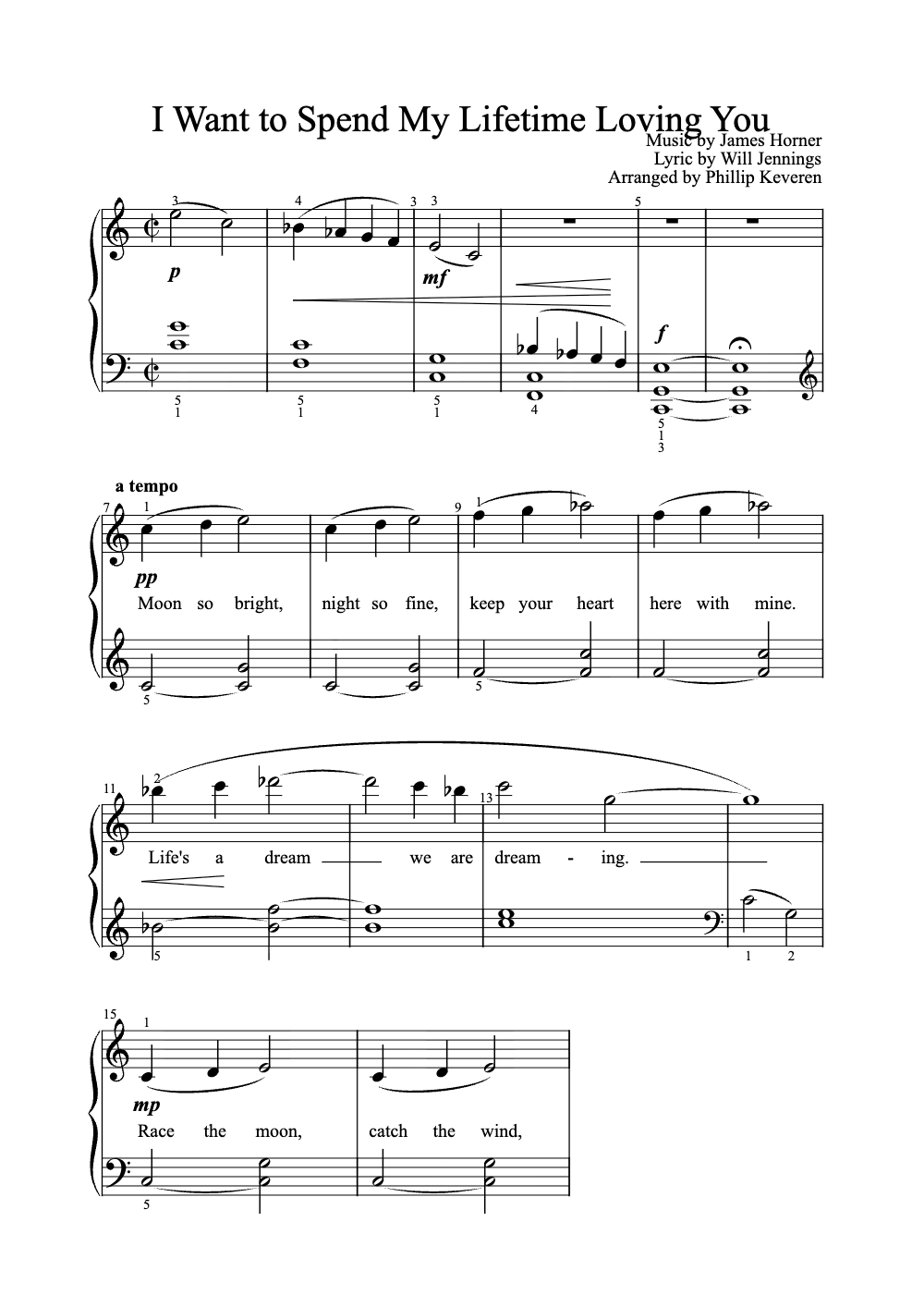 Sheet music preview for I Want to Spend My Lifetime Loving You