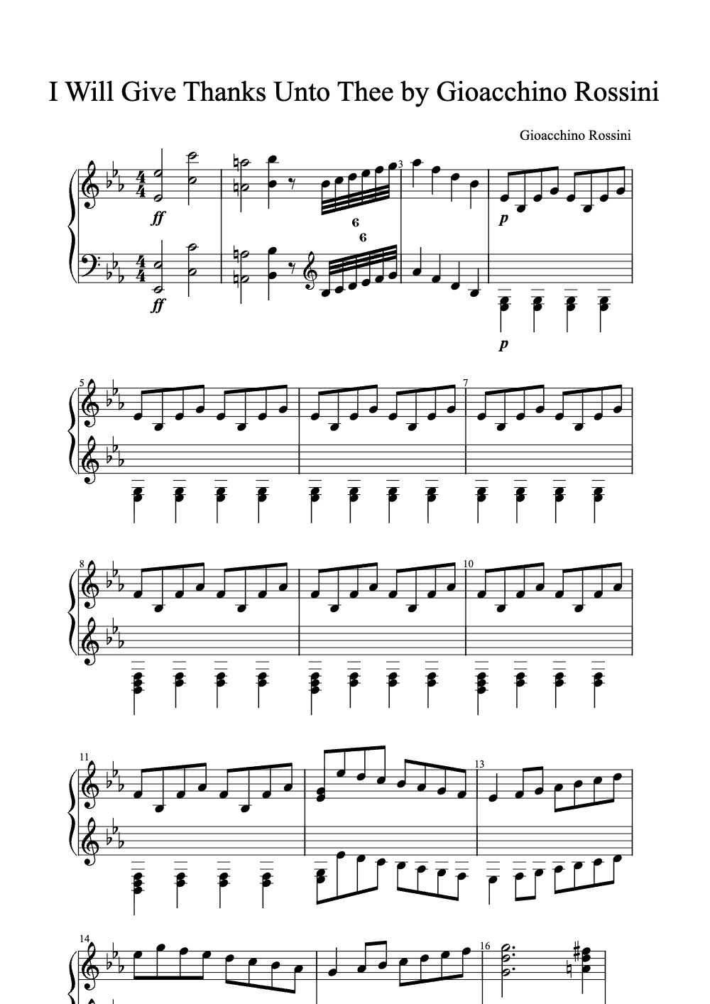 Sheet music preview for I Will Give Thanks Unto Thee