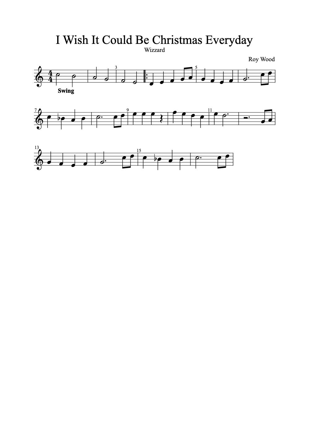 Sheet music preview for I Wish It Could Be Christmas Everyday